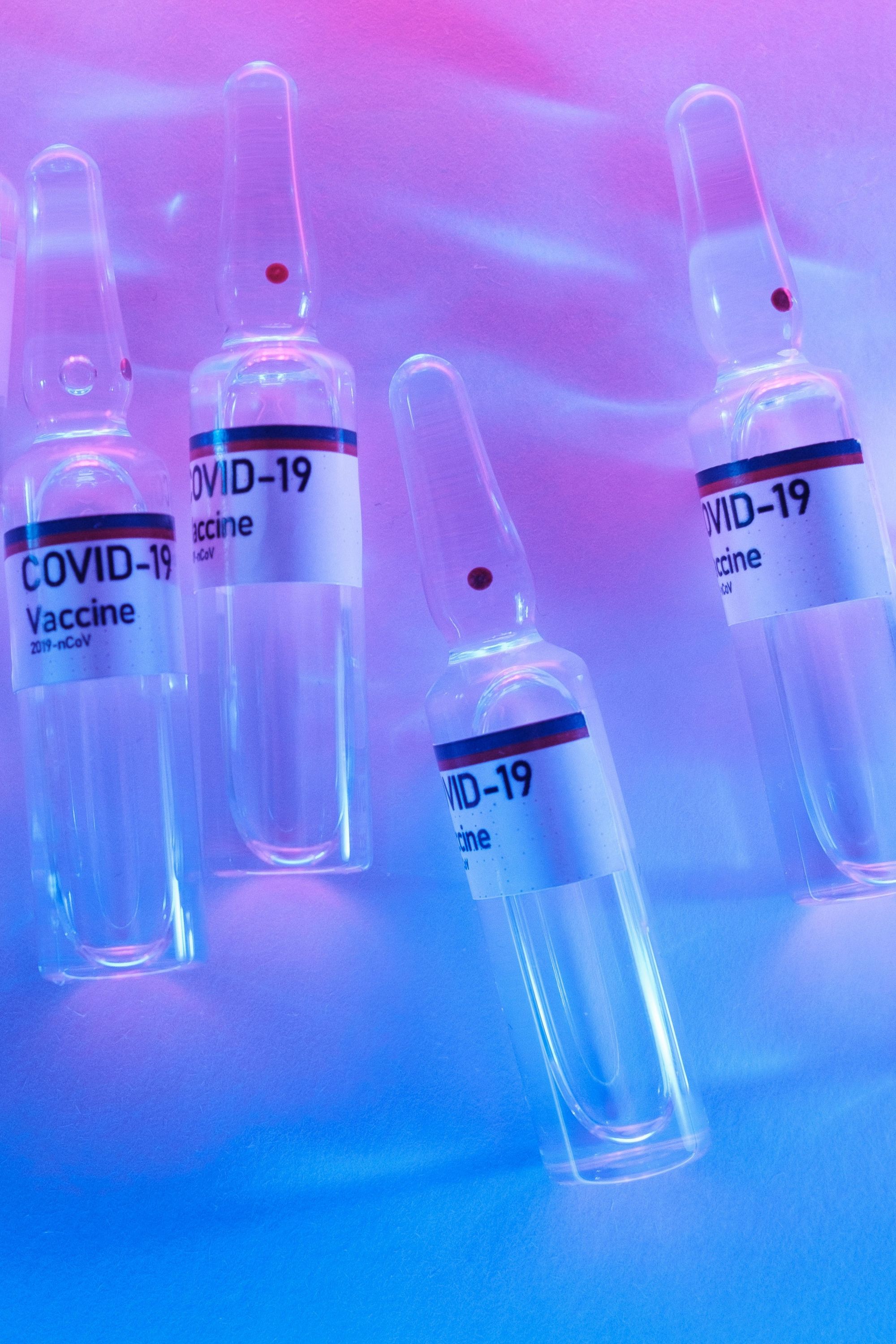 Vaccine vials in a scientific laboratory, illustrating cross-border health-policy research.